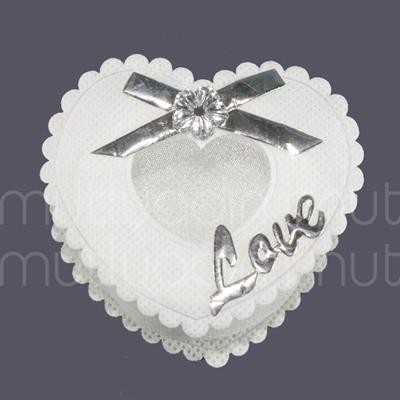 6 Adet Gümüş Love Yazılı Kumaş Kutu