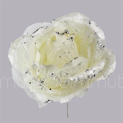 6 Adet Parlak Simli Kumaş Büyük Gül