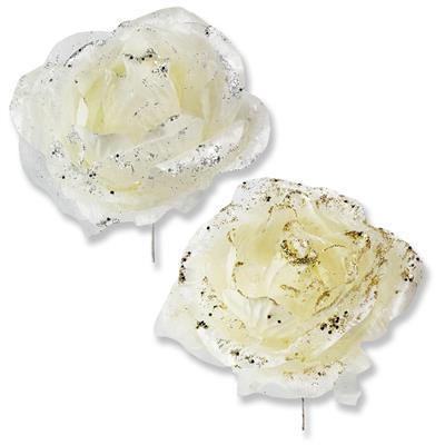 6 Adet Parlak Simli Kumaş Büyük Gül