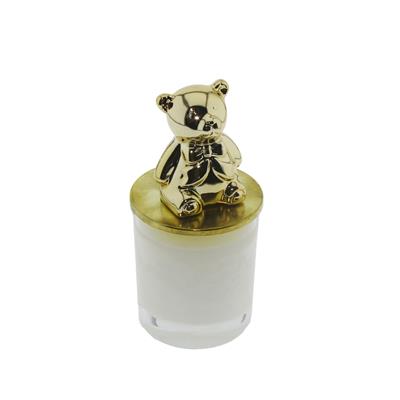 6x15cm Bardak Mum Metalize Ayıcık Kapaklı