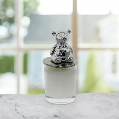 6x15cm Bardak Mum Metalize Ayıcık Kapaklı