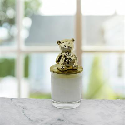 6x15cm Bardak Mum Metalize Ayıcık Kapaklı