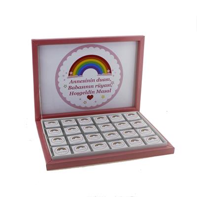 72 Adet (500gr.) İsim Etiketli Gökkuşağı Bebek Çikolata