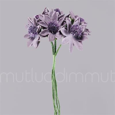 72 Adet Çiçek (12 Demet) Ortası Tüylü Çiçek