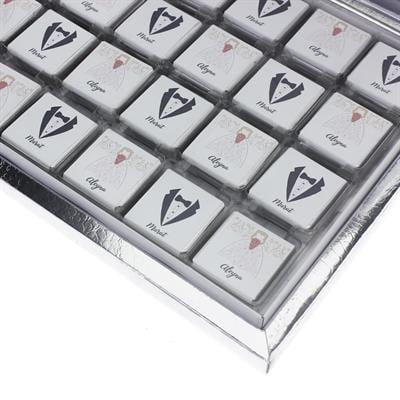 72 Adet Gelinlik Damatlık İsim Etiketli Madlen Söz Nişan Çikolatası