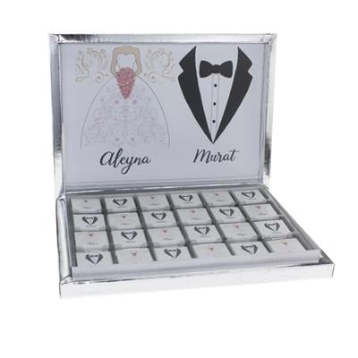 72 Adet Gelinlik Damatlık İsim Etiketli Madlen Söz Nişan Çikolatası