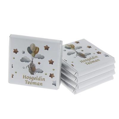 72 Adet Madlen Çikolata İsim Etiketli Balonlu Fil