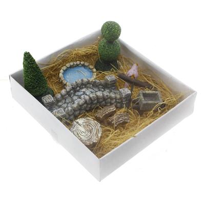 9 Parça Terrarium Süsleme Seti Biblo Havuz ve Köprülü