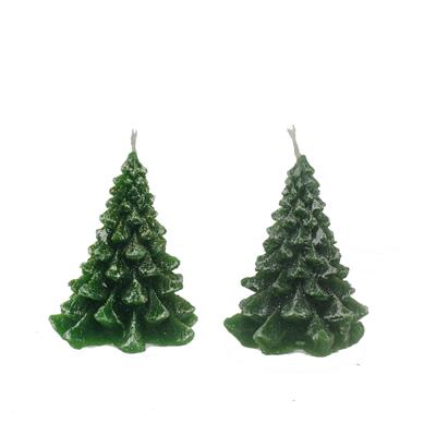 9cm Çam Ağacı Mum Yılbaşı Üstü Simli Kısa