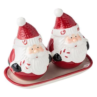 9cm Seramik Tuzluk Karabiberlik Seti Noel Baba Yılbaşı