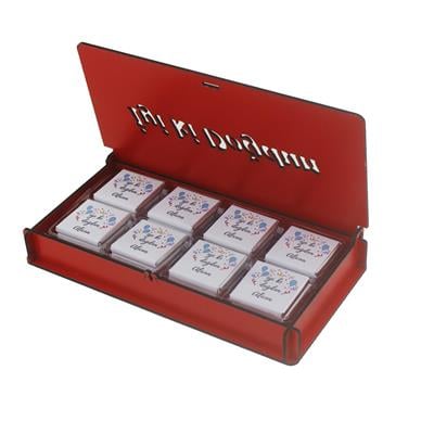 Ahşap Kutuda 24 Adet Çikolata İsme Özel İyi ki Doğdun Doğumgünü