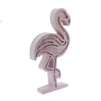 Ahşap Led Işıklı Pilli Flamingo Dekor