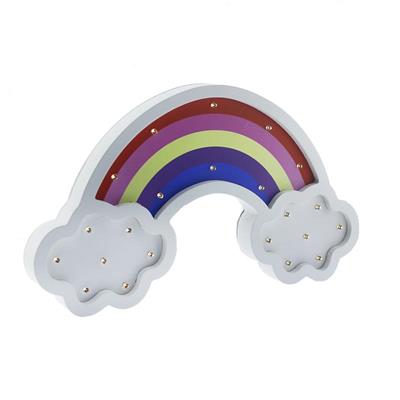 Ahşap Led Işıklı Pilli Gökkuşağı Dekor