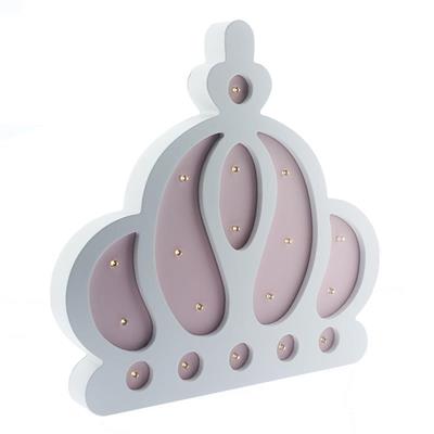 Ahşap Led Işıklı Pilli Kraliçe Tacı Pembe