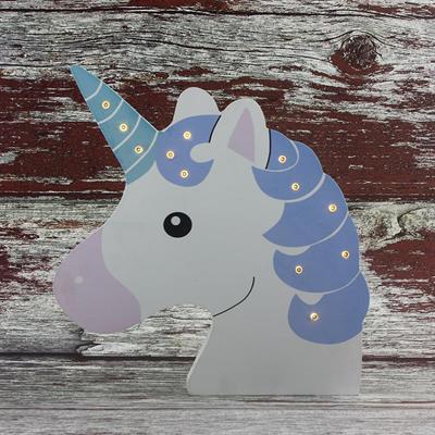 Ahşap Led Işıklı Pilli Unicorn Dekor