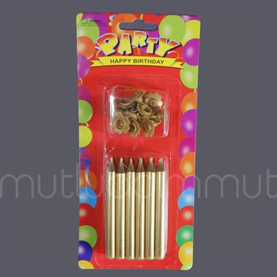 Altın Renk Parti Pasta Mumu 12li