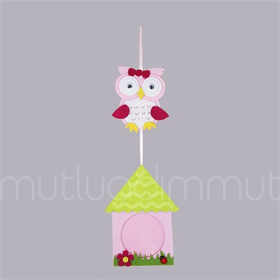 Baykuşlu Çerçeveli Keçe Küçük Kapı Süsü