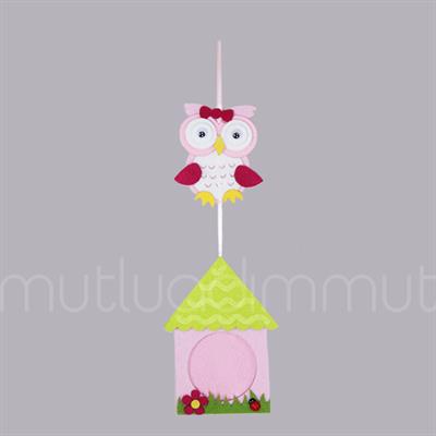 Baykuşlu Çerçeveli Keçe Küçük Kapı Süsü