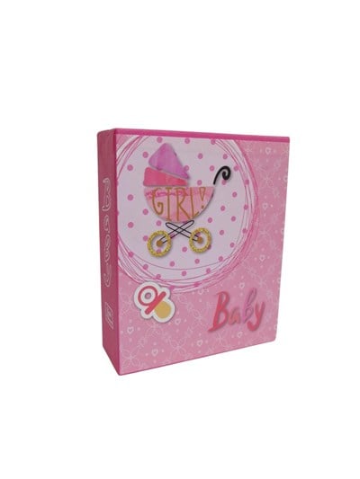 Bebek Fotoğraf Albümü 13x17cm Pembe Pusetli Baskılı