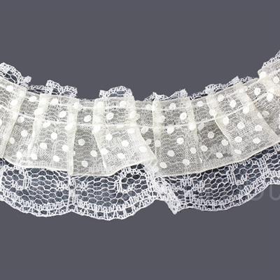 Beyaz Puanlı Fırfır Kurdela 5cm X 9metre