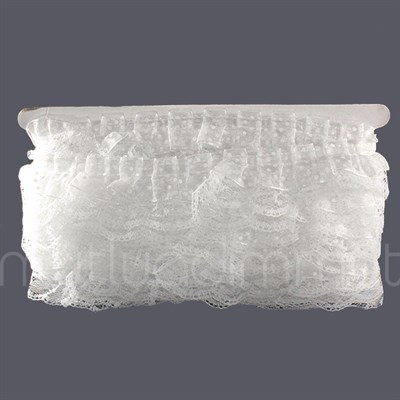 Beyaz Puanlı Fırfır Kurdela 5cm X 9metre
