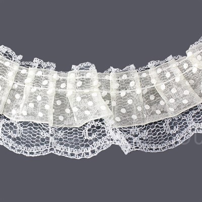 Beyaz Puanlı Fırfır Kurdela 5cm X 9metre