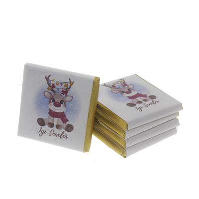 Cam Tüpte 24 Adet Yılbaşı Çikolatası Geyikli