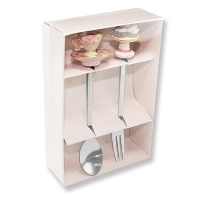 Fincanlı Kaşık Cupcakeli Çatal 2li Set Tatlı Kaşığı ve Çatalı
