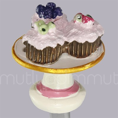 Fincanlı Kaşık Cupcakeli Çatal 2li Set Tatlı Kaşığı ve Çatalı