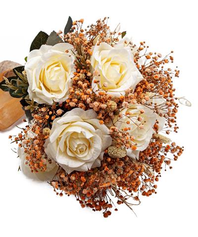 Gelin El Buketi Çiçeği Doğal Cipso Sedef Çiçeği ve Güllü