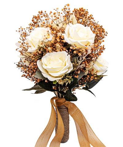 Gelin El Buketi Çiçeği Doğal Cipso Sedef Çiçeği ve Güllü