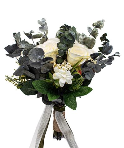 Gelin El Buketi Çiçeği Doğal Okaliptus ve Güllü