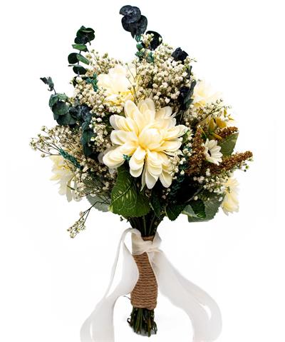 Gelin El Buketi Çiçeği Okaliptus Cipso ve Şakayık Çiçekli