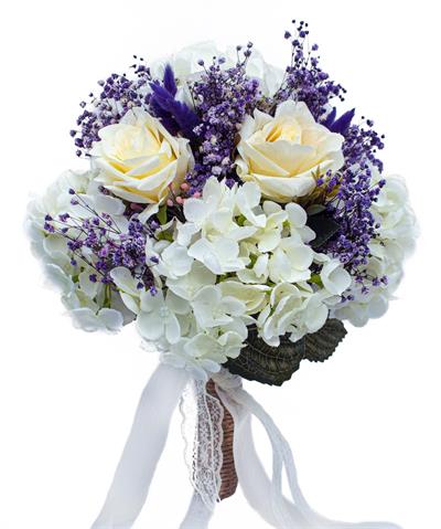 Gelin El Buketi Çiçeği Ortanca Gül ve Cipsolu