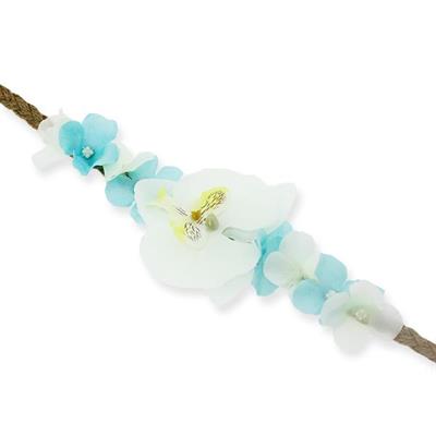 Helen Taç Yapay Orkide Çiçekli Saç Bandı Mavi Beyaz