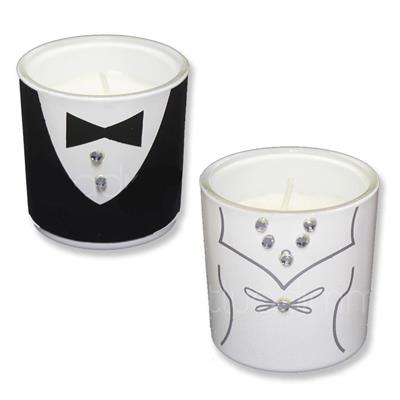 İki Taraflı Cam Mum Gelin Damat