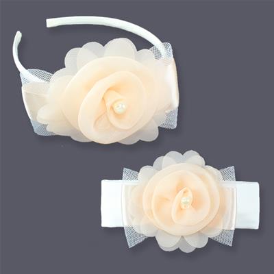 İnci Fiyonklu Anne Tacı Ve Bebek Bandanası