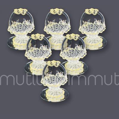 Kuşlu Kristal Sepet 12 Adet