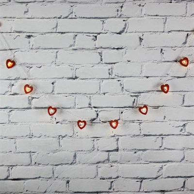 Led Işık Ahşap Kalp 10lu Şerit Aydınlatma Pilli Ağaç Süsü