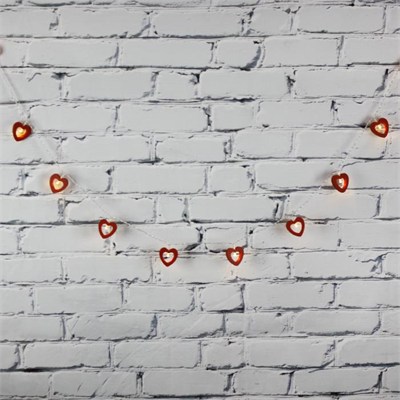 Led Işık Ahşap Kalp 10lu Şerit Aydınlatma Pilli Ağaç Süsü