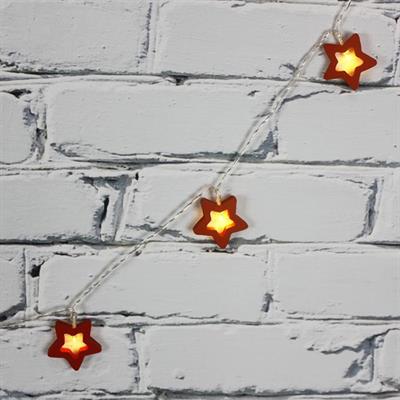 Led Işık Ahşap Yıldız 10lu Şerit Aydınlatma Pilli Ağaç Süsü