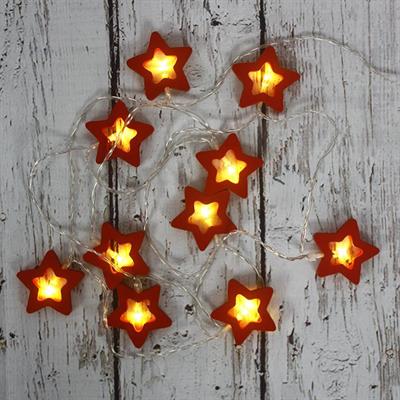 Led Işık Ahşap Yıldız 10lu Şerit Aydınlatma Pilli Ağaç Süsü