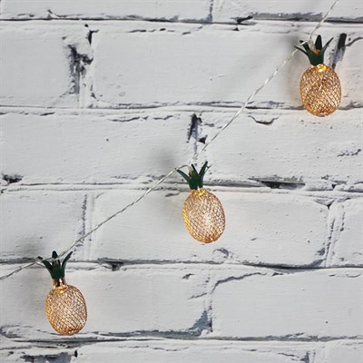 Led Işık Metal Ananas 10lu Şerit Aydınlatma Pilli Ağaç SüsüAğaç Süsü