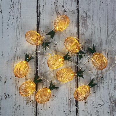 Led Işık Metal Ananas 10lu Şerit Aydınlatma Pilli Ağaç SüsüAğaç Süsü