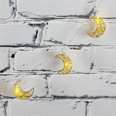 Led Işık Metal Ay Dede 10lu Şerit Aydınlatma Pilli Ağaç Süsü