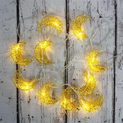 Led Işık Metal Ay Dede 10lu Şerit Aydınlatma Pilli Ağaç Süsü