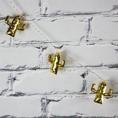 Led Işık Metal Kaktüs 10lu Şerit Aydınlatma Pilli Ağaç Süsü