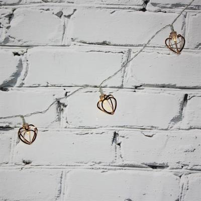 Led Işık Metal Kalp 10lu Şerit Aydınlatma Pilli Ağaç Süsü