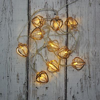 Led Işık Metal Kalp 10lu Şerit Aydınlatma Pilli Ağaç Süsü