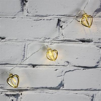 Led Işık Metal Kalp 10lu Şerit Aydınlatma Pilli Ağaç Süsü